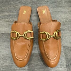 ZARA leather slip on shoes